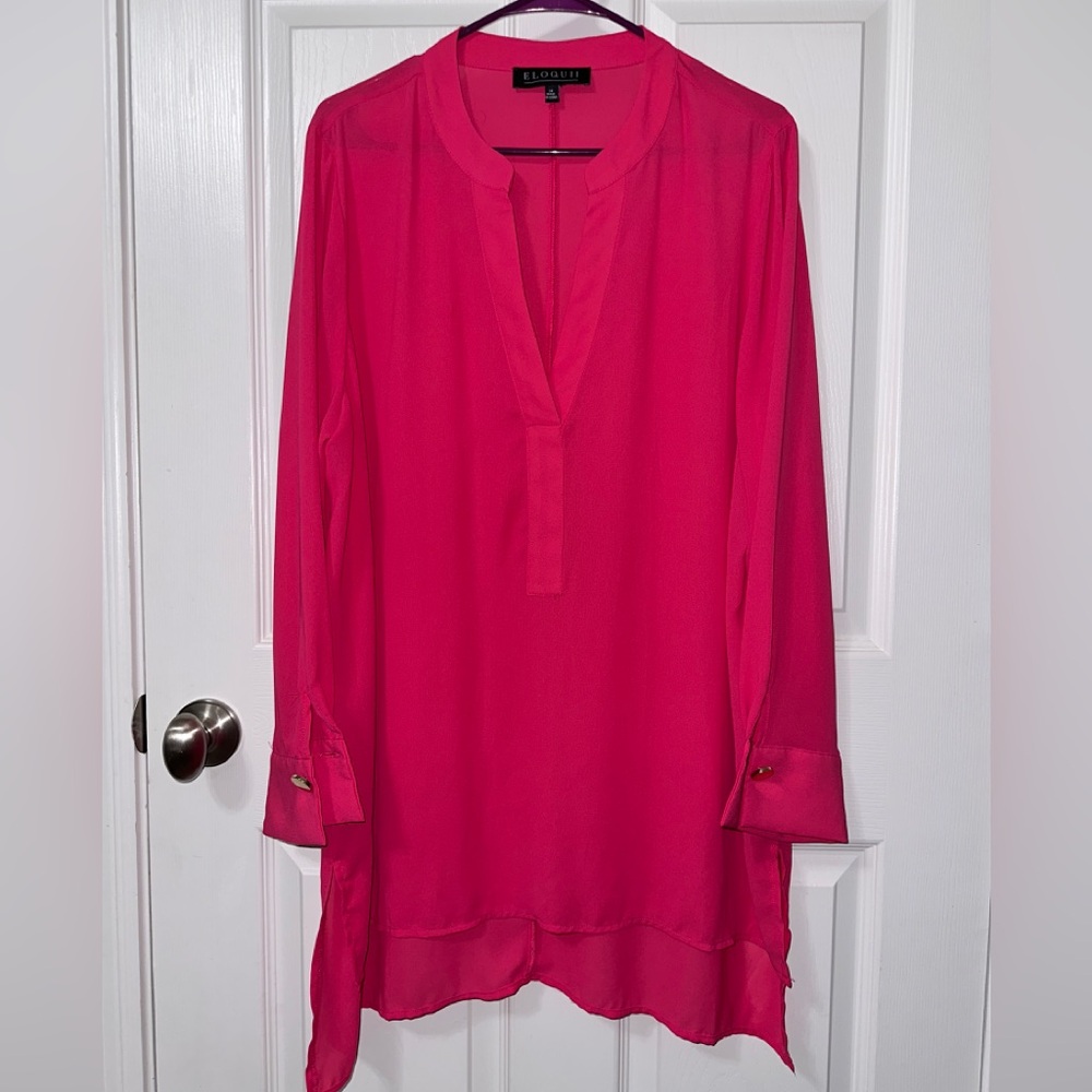 Eloquii Women's Pink Blouse / mini dress / bathing suit Coverup